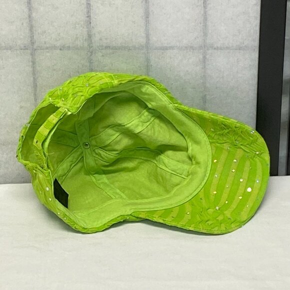 Something Special Burnout Glittery Lined Velcro Strap Baseball Trucker Cap Green - Picture 7 of 9